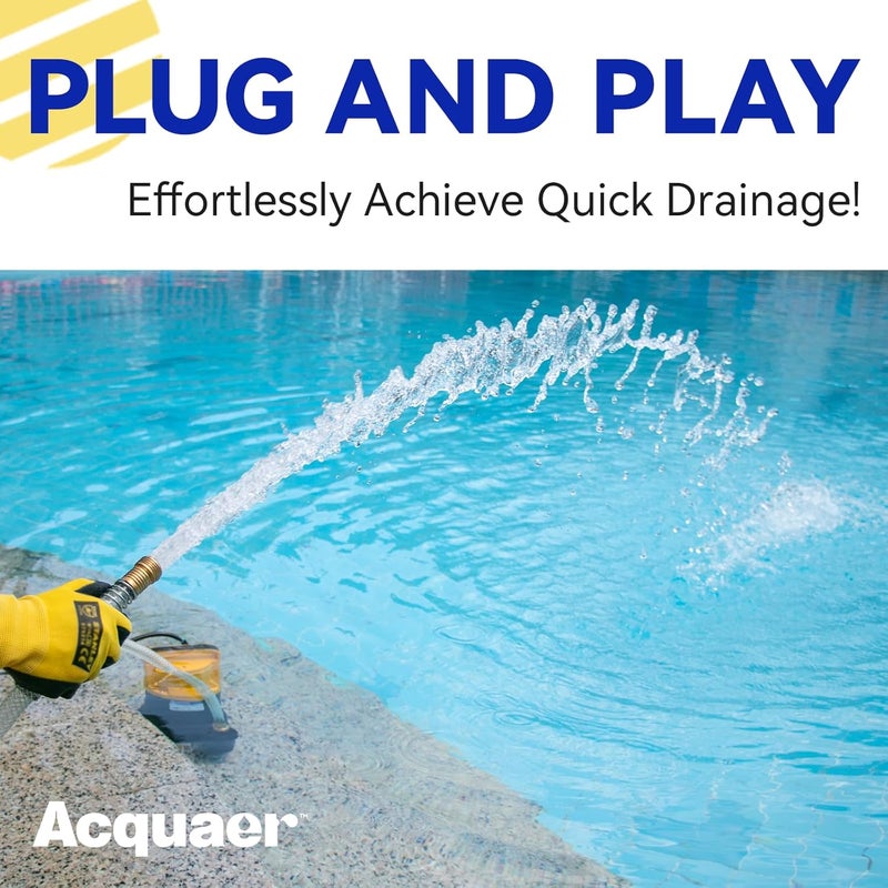 Acquaer 1HP Sump Pump, 4345GPH Submersible Water Pump for Water Removal in Hot Tubs, Pools, Basements, and Garden Ponds - Image 3